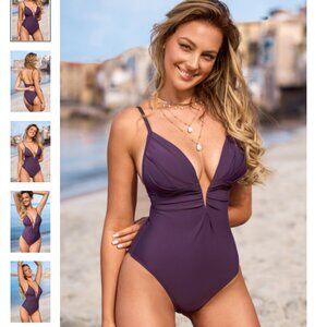 CUPSHE - Dive Deep Purple One-Piece Swimsuit